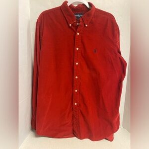 Ralph Lauren Red Corduroy Style Casual Button Down Shirt